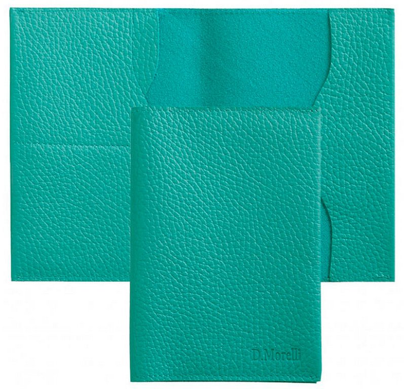Обложка для паспорта D.Morelli "Монтана" нат. кожа, бирюзовый