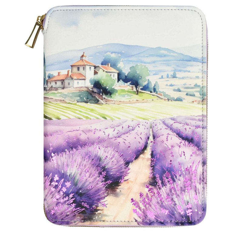 Ежедневник-органайзер без дат А5+ 120л. Escalada "Наппа Лавандовое поле" кожзам тв. обл. на молнии