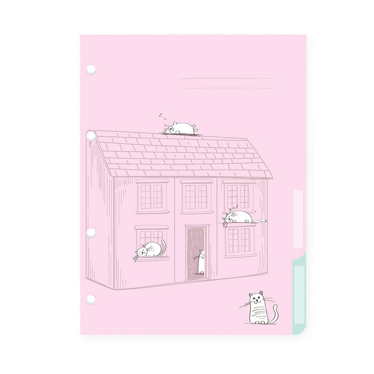 Разделители для тетради на кольцах А5 4л. "ДОВОЛЬНЫЕ КОТЫ"