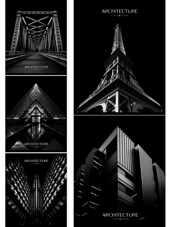 Тетрадь 48 лист кл. А5 на скрепке "ГОРОД В ЧЁРНО-БЕЛОМ" ассорти Collezione