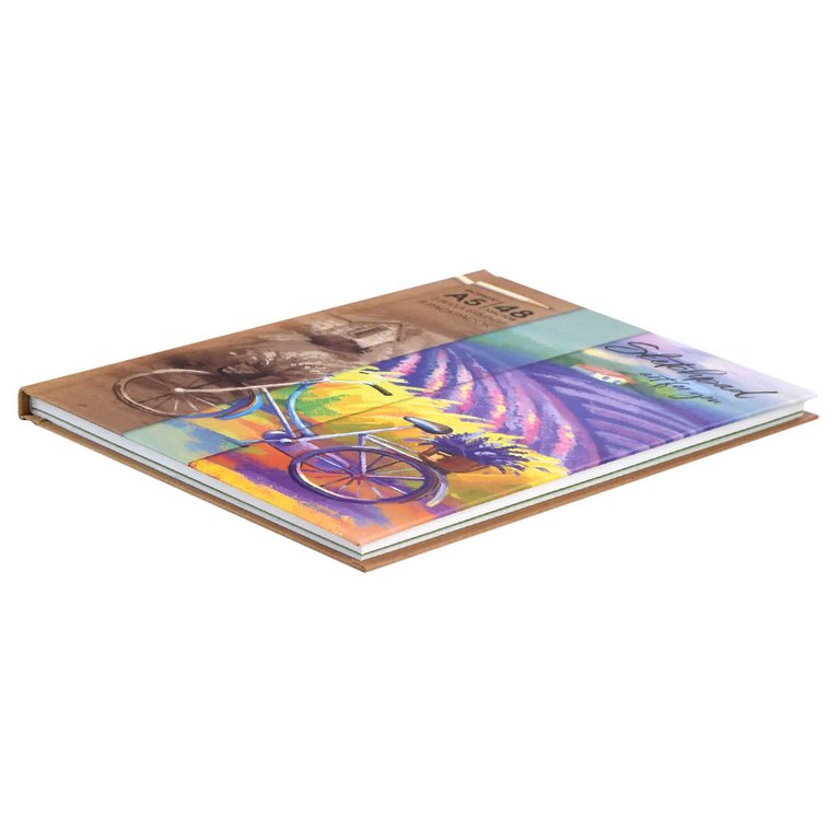 Скетчбук 145*205 мм, 48л. сшивка "ЛАВАНДОВЫЕ ПОЛЯ" 100 г/м2 тв. обложка, крафт бумага