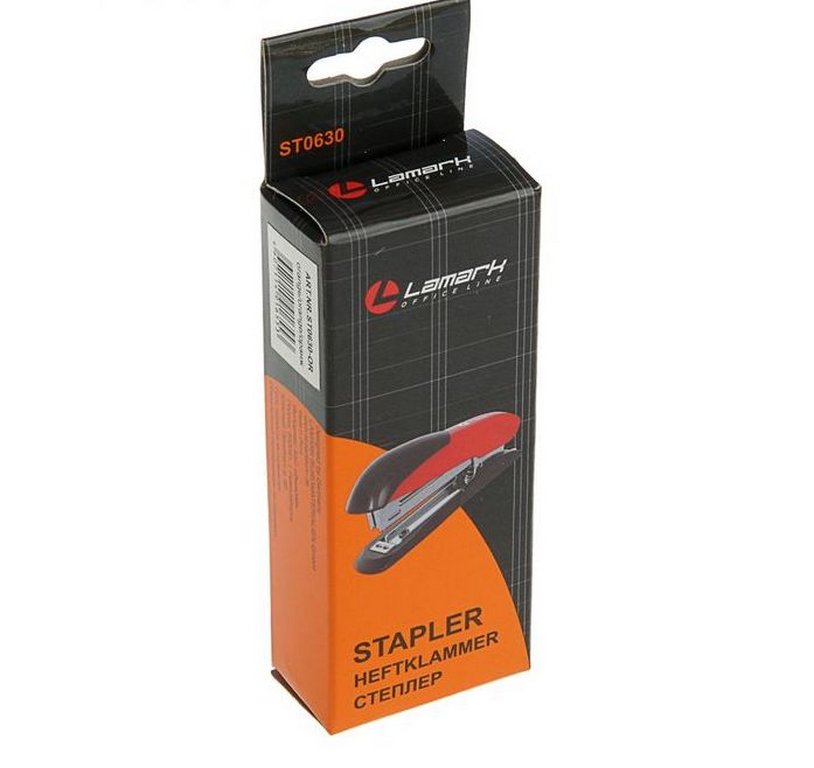 Степлер № 10 до 12л металлический, Lamark Ulrich, черный с антистеплером