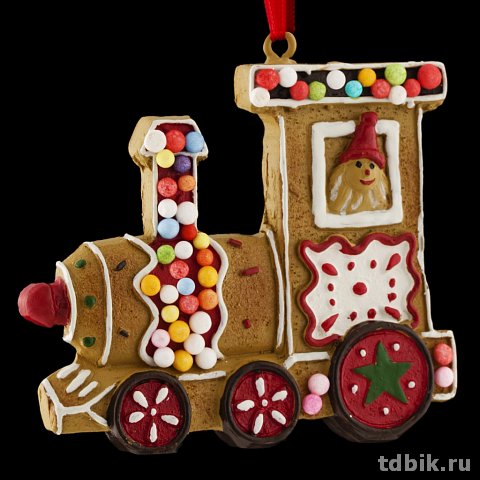 Украшение елочное из глины "Пряничный паровоз"  7 см