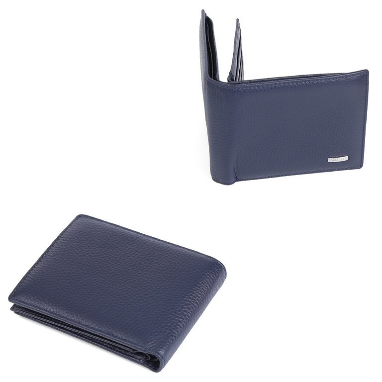 Портмоне FABRETTI мужское, нат.кожа, 12,5*10*3,5см, синий
