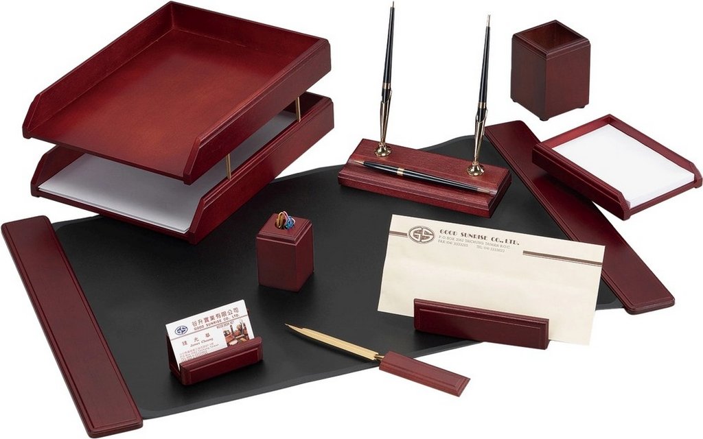 Набор настольный дерево  9 предметов "Good Sunrise" цвет красное дерево бордовый/черный