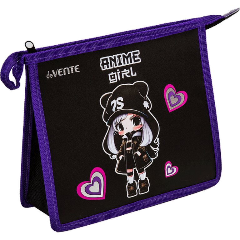Папка для тетрадей А5 на молнии deVENTE "Anime Girl" дно с расширением
