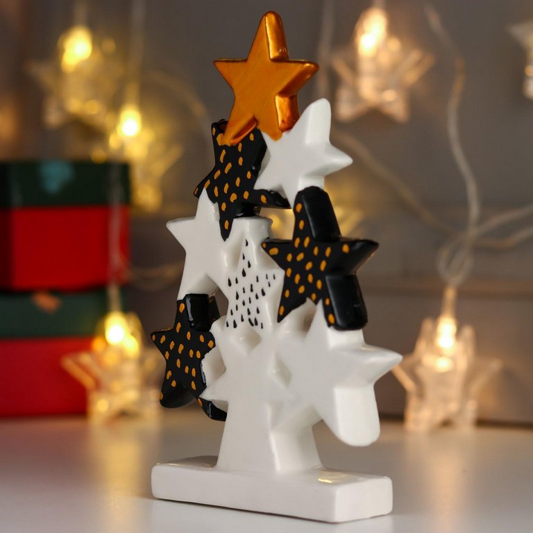 Сувенир новогодний "Ёлочка из звёзд" 17хх10,5х3,2 см, керамика