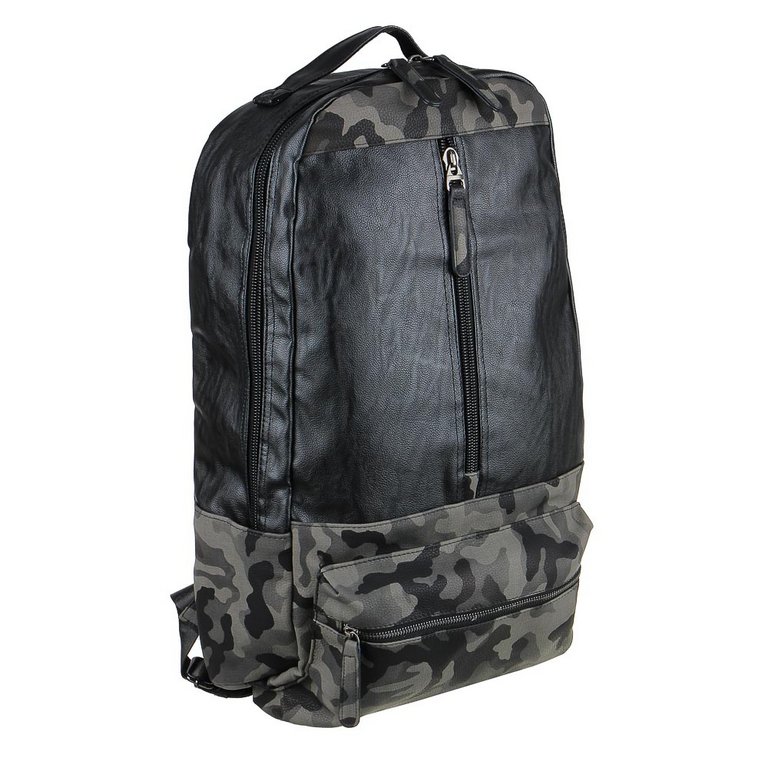 Рюкзак молодежный мужской ClipStudio "ПРЕМИУМ" черный/милитари, иск.кожа 51*31*13см