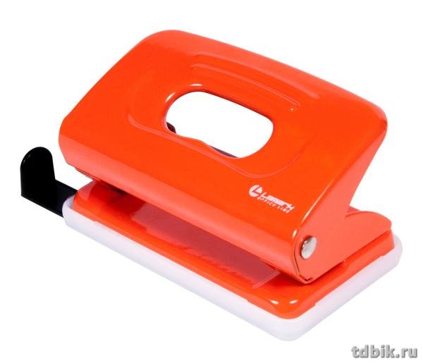 Дырокол до 10л метал. Lamark "Mettallic" с линейкой, оранжевый