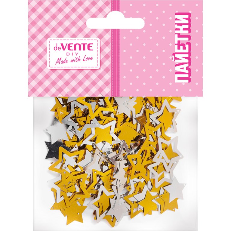 Пайетки декоративные звезды "DIY Stars" 15 г deVENTE (золото/серебро)
