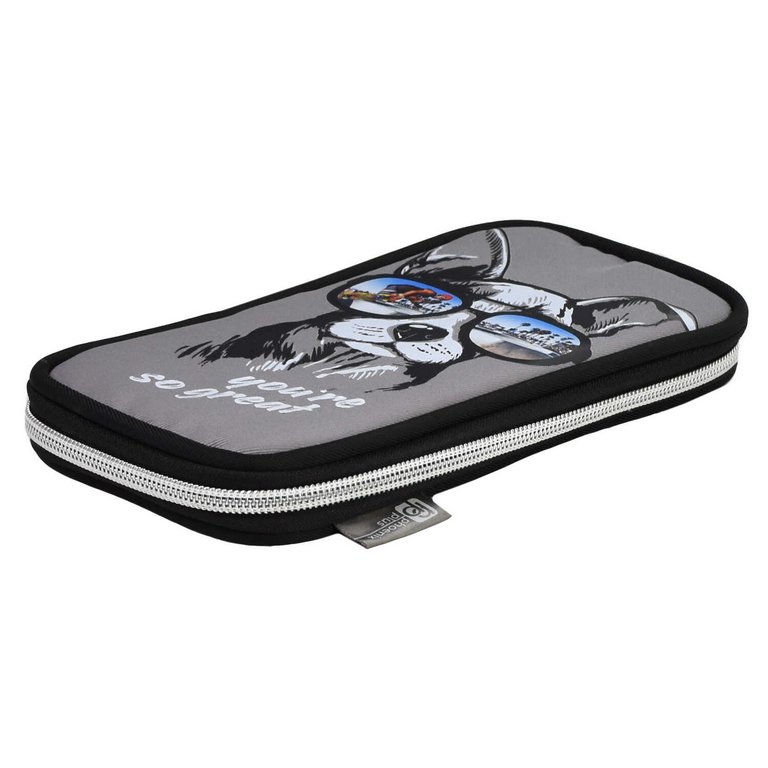 Пенал 1 отд. для мальчика Феникс+ "Собака в очках" 11x20x2 см (ткань)