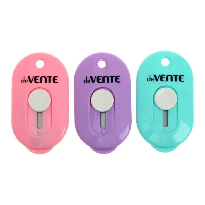 Нож канцеляр. шир. 0,9 см, пластик МИНИ (дорожный) 6,3 см deVENTE "Pastel"