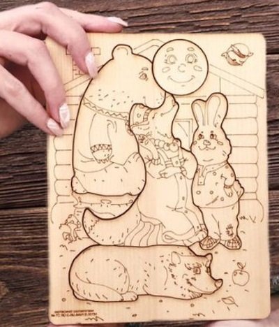 Пазлы деревянные (кедр) "Колобок" А5  БАРБАРИКУМ