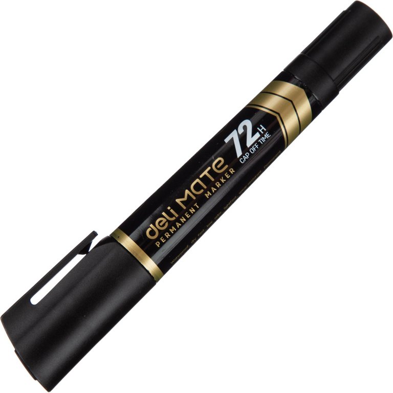 Маркер перманентный   двусторонний 1,5-6мм Deli Mate черный