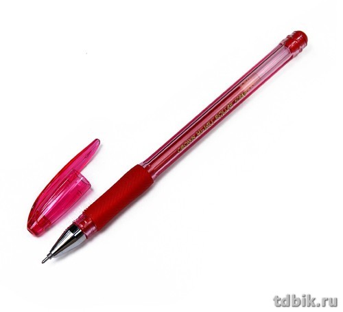 Ручка гелевая Crown резин. упор 0,7мм красная (стерж.138мм, линия 0,5мм) игольч.