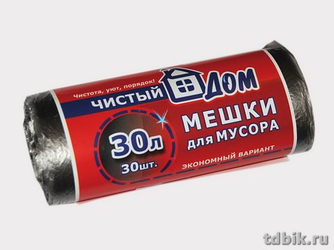 Мешки для мусора  30л. 30 шт/рул ( 8,7 мкм) ПНД "Чистый дом" 50*60 см. черные Мешки для мусора  30л. 30 шт/рул ( 8,7 мкм) ПНД "Чистый дом" 50*60 см. черные