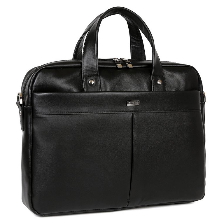 Сумка мужская FABRETTI 40*31*8, нат. кожа, черный