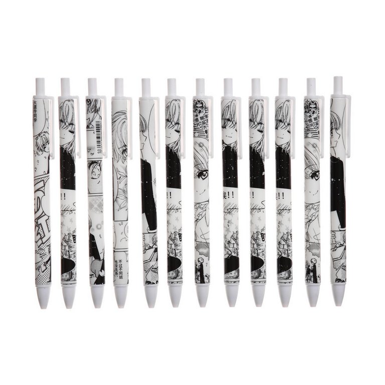 Ручка гелевая с рис. автоматическая Calligrata "Комикс Аниме" 0,38мм, черная