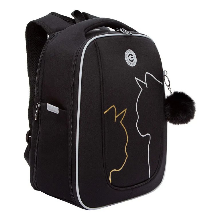 Рюкзак каркасный для девочки Grizzly 29*36*18 см., черный