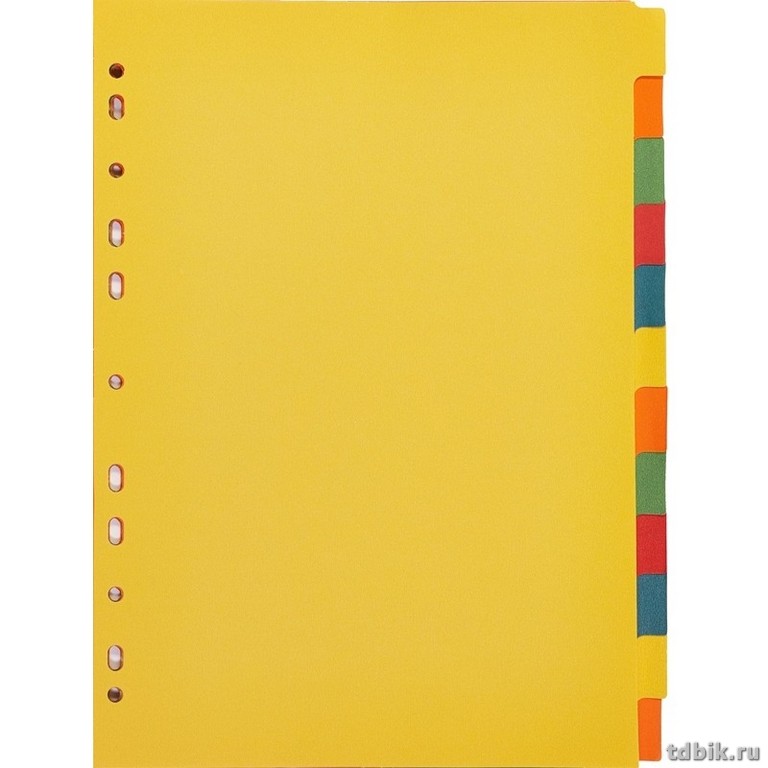 Разделитель цветной А4 12 разделов картон Attache,