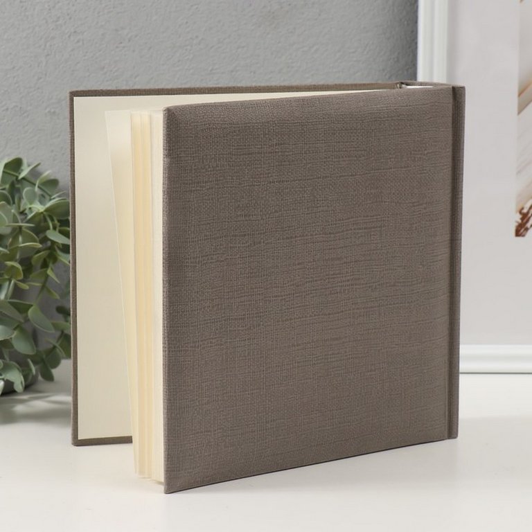 Фотоальбом 200 фото 10*15см "grey canvas. Делюкс" 22*22 см обложка картон, ПП карман, с окном