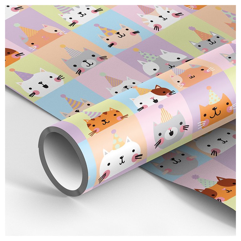 Бумага упаковочная 70*100см  в рулоне "Bithday friends"