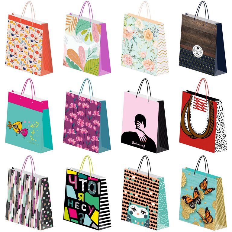 Пакет бумажный 26*32см ламинированный ассорти