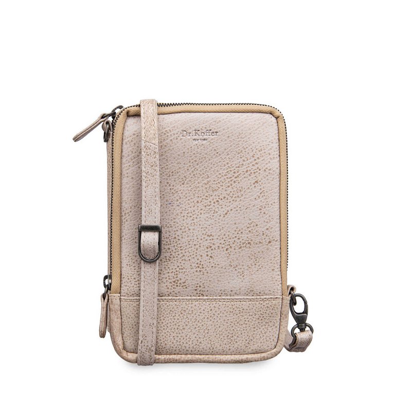 Сумка женская Dr.Koffer 13*20*3 см, нат. кожа, бежевая через плечо