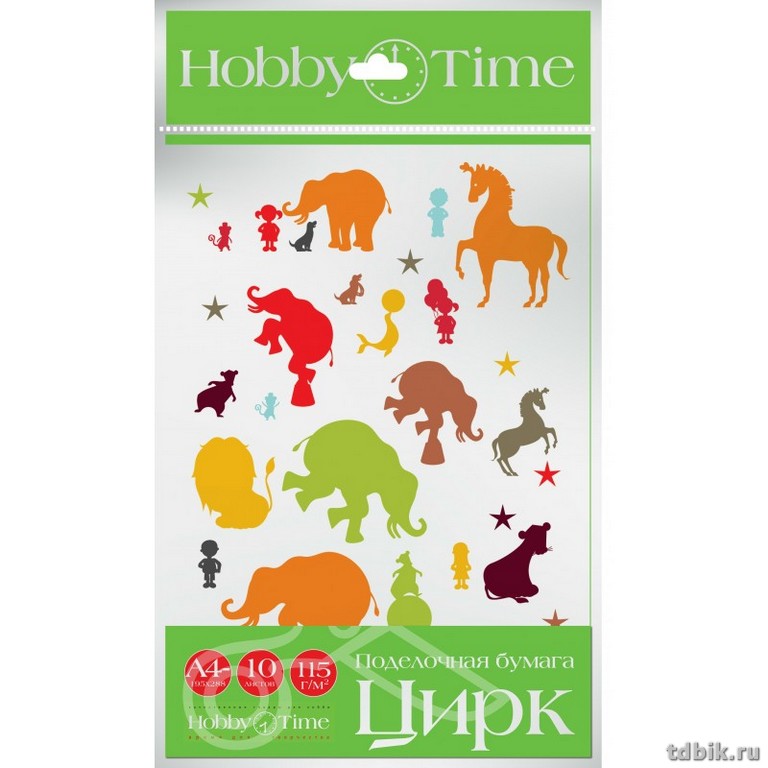 Набор цв. поделочной бумаги А4 10 лист 10 цв. "Цирк"