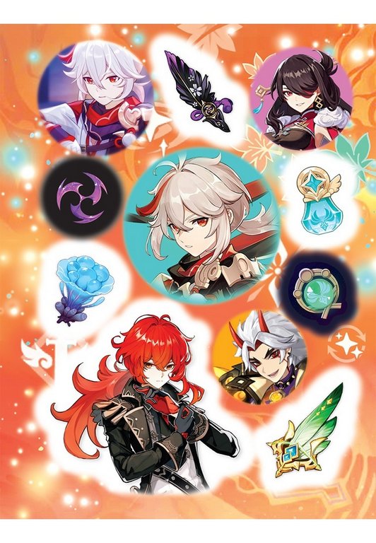 Набор наклеек 100 шт "Genshin Impact" Росмэн 8 стр. (голубая)