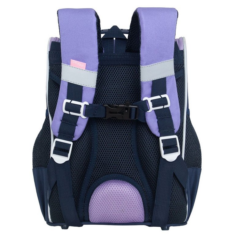 Ранец для девочки Grizzly + сумка д/обуви, 25*33*13см., синий