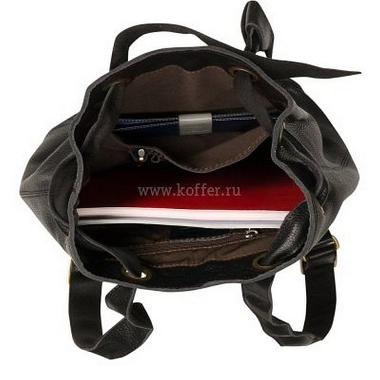 Рюкзак женский Dr.Koffer 37х25х14 см, нат.кожа, черный