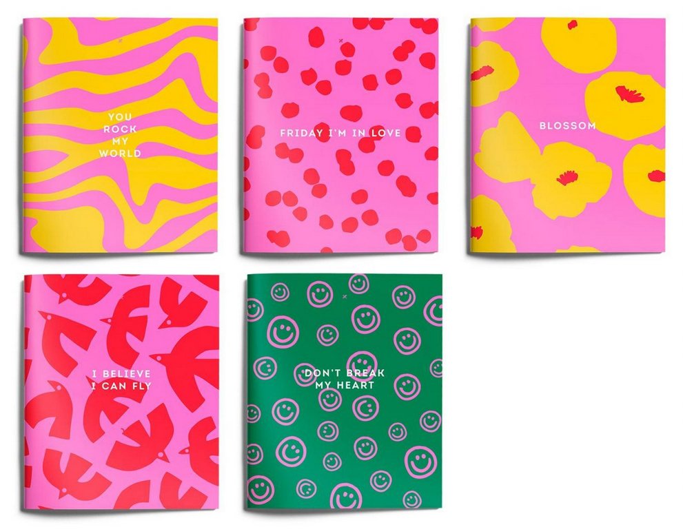 Тетрадь 48 лист кл. А5 на скрепке LOREX "JOY" мел. карт. запечатка форзаца, soft touch