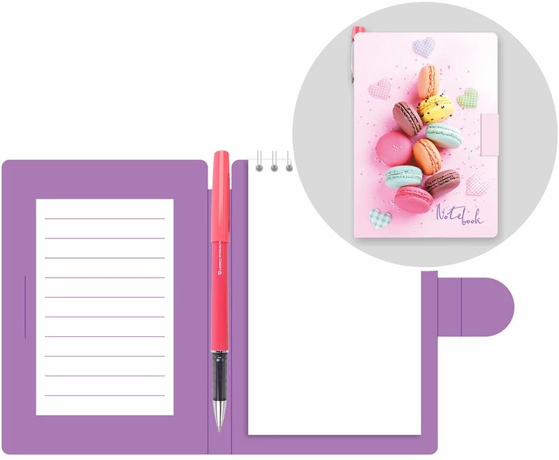 Блокнот А6  50л., 105*150 мм, LAMARK +ручка, "Розовый десерт", вн.блок на спирали