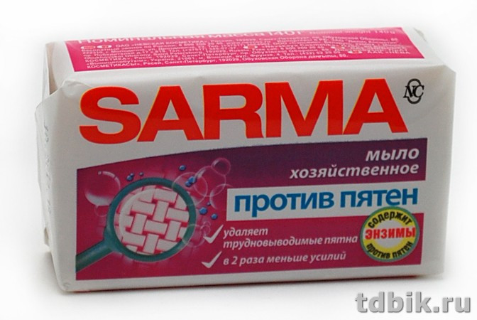 Мыло хозяйственное Сарма 140 г. против пятен Мыло хозяйственное Сарма 140 г. против пятен
