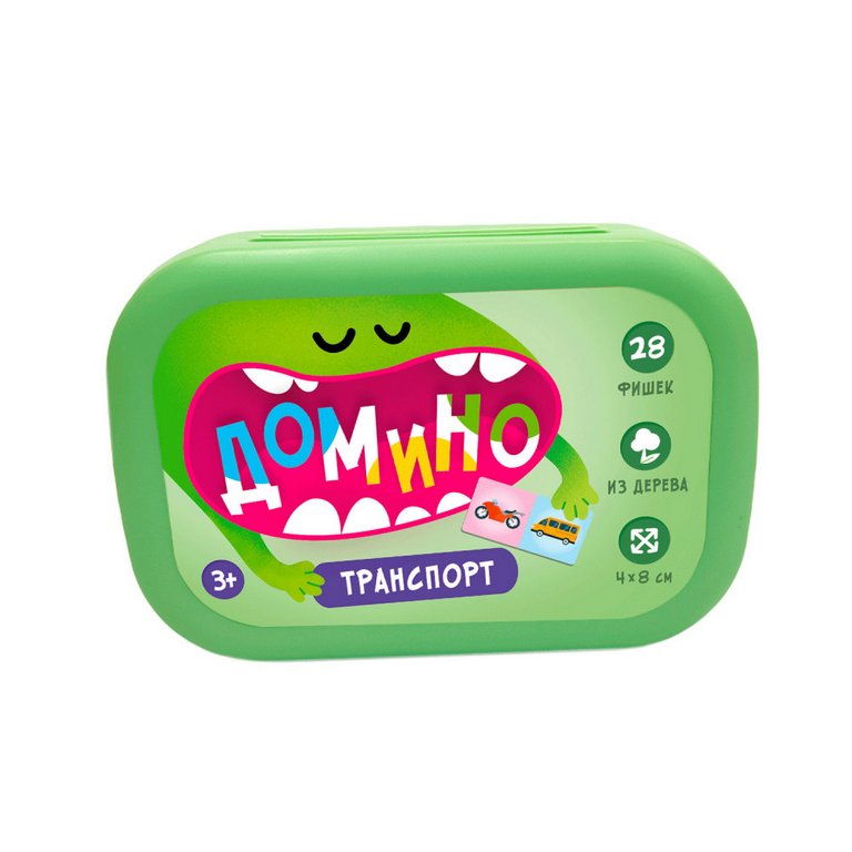 Игра настольная Домино "Транспорт" в пластиковом боксе (двухсторонние) ГЕОДОМ