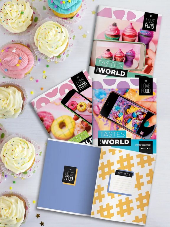 Тетрадь 48 лист кл. А5 на скрепке LOREX "INSTA FOOD" soft touch, двойная обложка