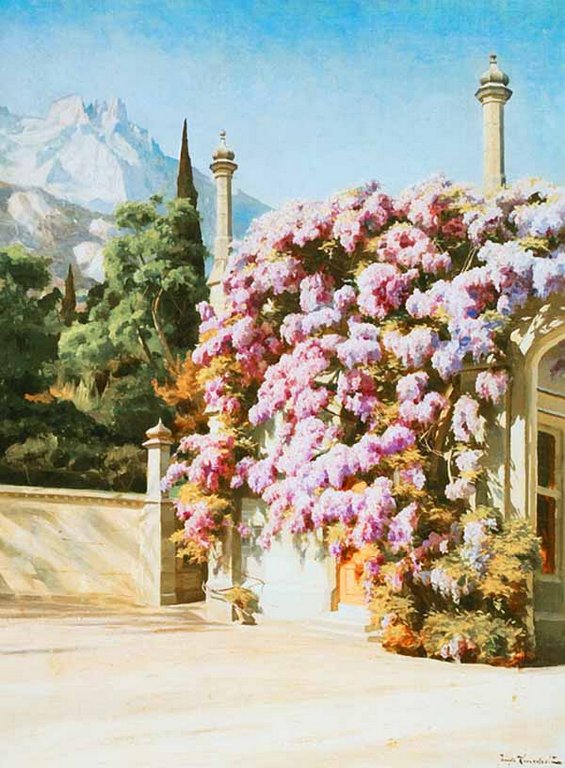 Постер на бумаге 30*40см, И.Е. Крачковский "Ворота Алупкинского дворца" 1909г