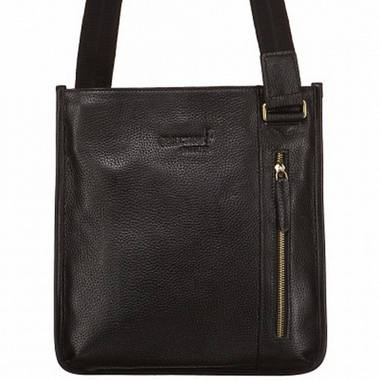 Сумка мужская Dr.Koffer 30*28*4 см, нат. кожа, на плечевом ремне, черная