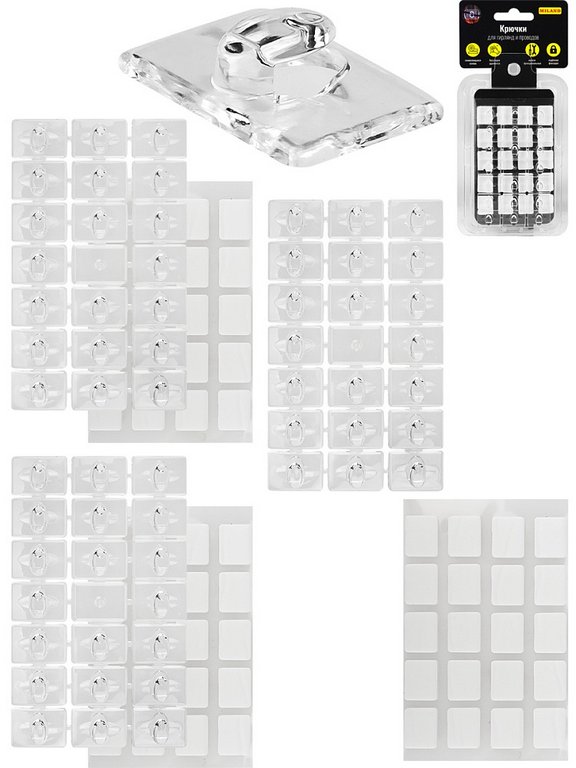 Набор самоклеящихся крючков (для гирлянд), 60 шт.