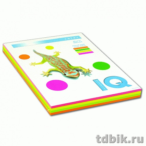 Бумага IQ mixed 80 А4, 200 лист/уп, смесь неоновых цветов