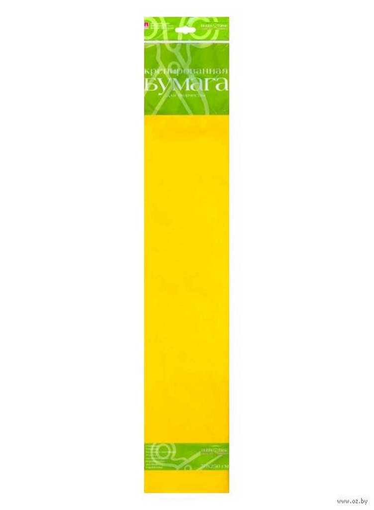 Бумага креповая 50*250 желтая, в рулоне, Альт
