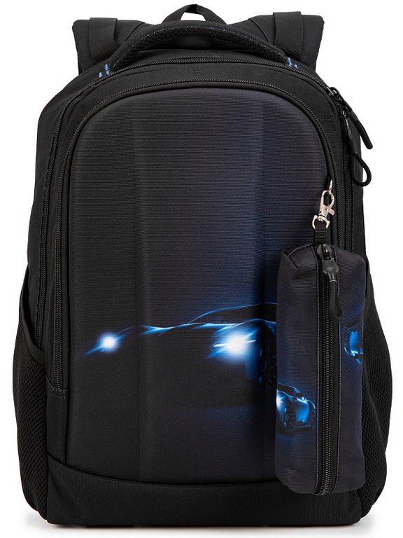 Рюкзак школьный для мальчика SkyName "Машина" (с пеналом) 38*27*16 см