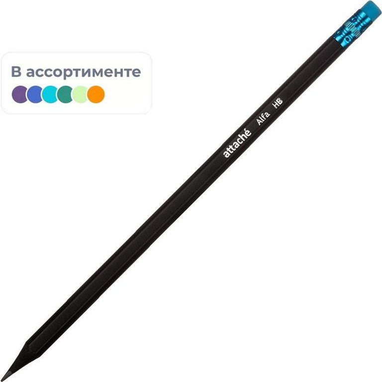 Карандаш ч/г HB Attache "Alfa" с ластиком (черное дерево)