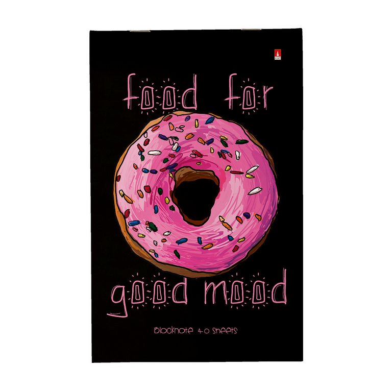 Блокнот А5  40л., 127*200 мм, на скрепке Альт "FOOD IN BLACK" мягкая обл., 4 вида