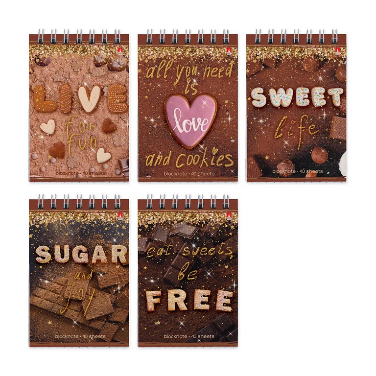 Блокнот А7  40л.,  68*101 мм, на гребне Альт "SWEET LIFE" 5 видов