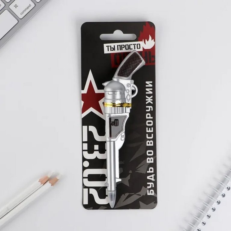 Ручка шариковая сувенирная "Револьвер" (Будь во всеоружии)