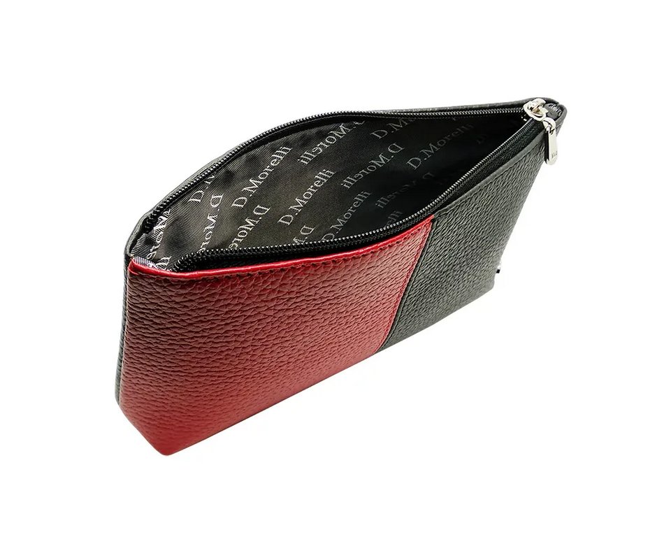 Косметичка D.Morelli "Duo" нат. кожа, черно-красная
