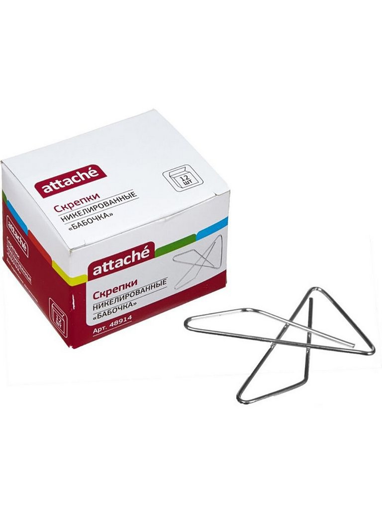 Скрепки 50 мм 12 шт/уп "Бабочка" Attache