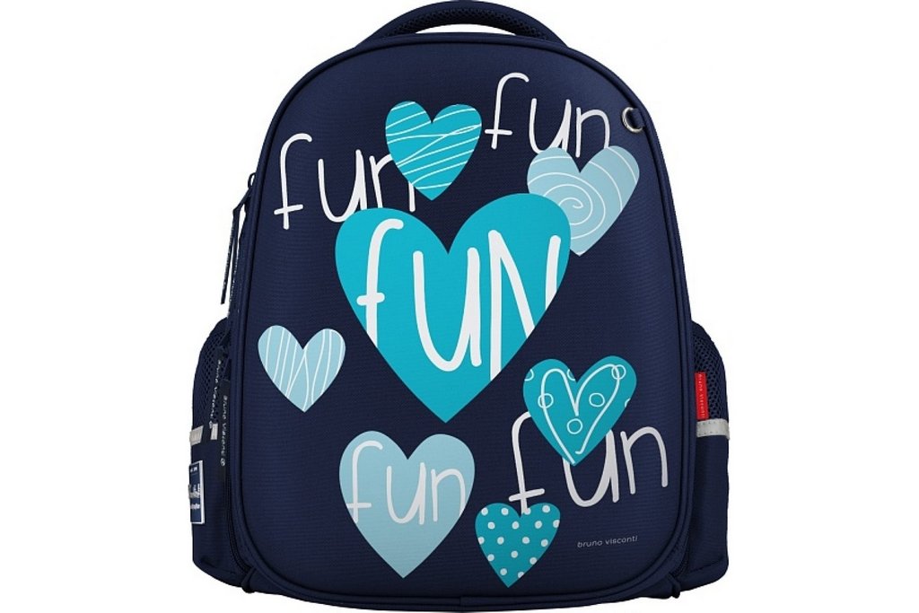 Рюкзак каркасный для девочки Bruno Visconti "СЕРДЕЧКИ" синий